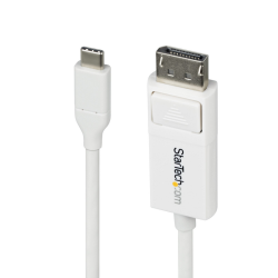 StarTech.com 6ft (2m) USB-C to DisplayPort 1.2 Cable, Bidirectional, 4K 60Hz, White Video Adapter Cord for Apple MacBook Pro / A