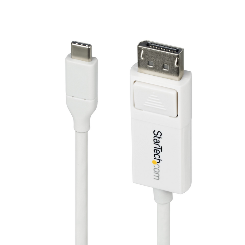 StarTech.com 6ft (2m) USB-C to DisplayPort 1.2 Cable, Bidirectional, 4K 60Hz, White Video Adapter Cord for Apple MacBook Pro / A