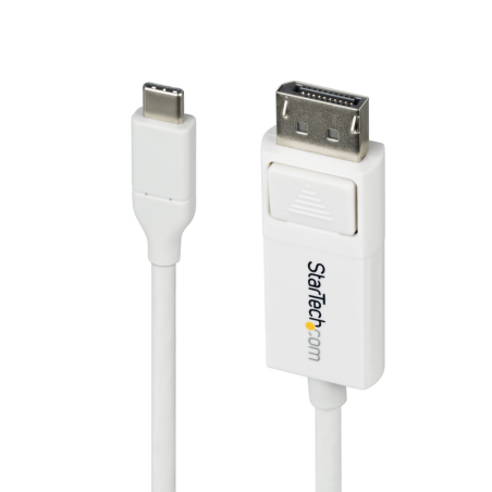 StarTech.com 6ft (2m) USB-C to DisplayPort 1.2 Cable, Bidirectional, 4K 60Hz, White Video Adapter Cord for Apple MacBook Pro / A