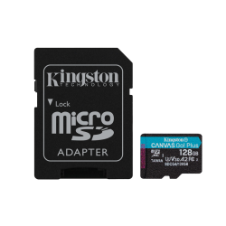 Kingston Technology 128GB microSDXC Canvas Go Plus Gen4 200MB/s A2 U3 V30 Card + Adapter