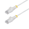 StarTech.com 15m White Slim CAT6 Ethernet Cable, Snagless, 100W PoE, UTP, LSZH, 28AWG Pure Bare Copper Wire, Slim RJ45 Network P