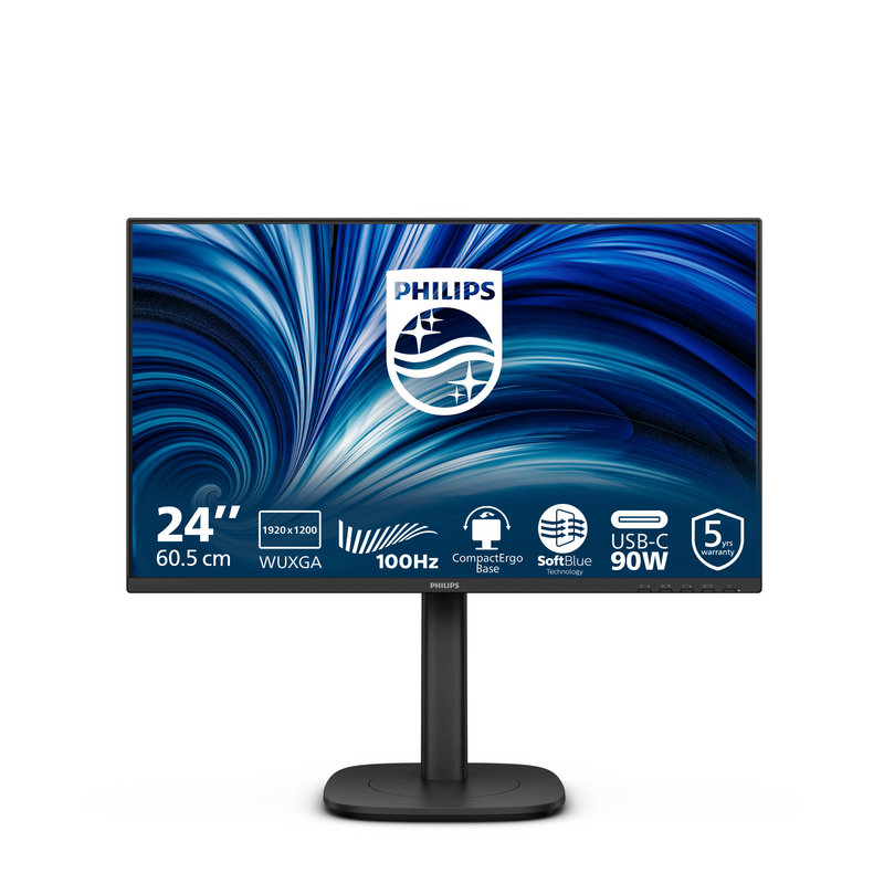 Philips 3000 series 24B2U3301D/00 computer monitor 61.2 cm (24.1") 1920 x 1200 pixels WUXGA LCD Black