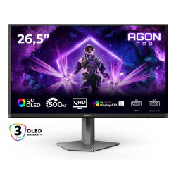 AOC AGON PRO AG276QKD2 computer monitor 67.3 cm (26.5") 2560 x 1440 pixels Quad HD QD-OLED Black, Grey