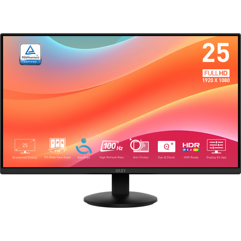 MSI Pro MP252L computer monitor 62.2 cm (24.5") 1920 x 1080 pixels Full HD LED Black