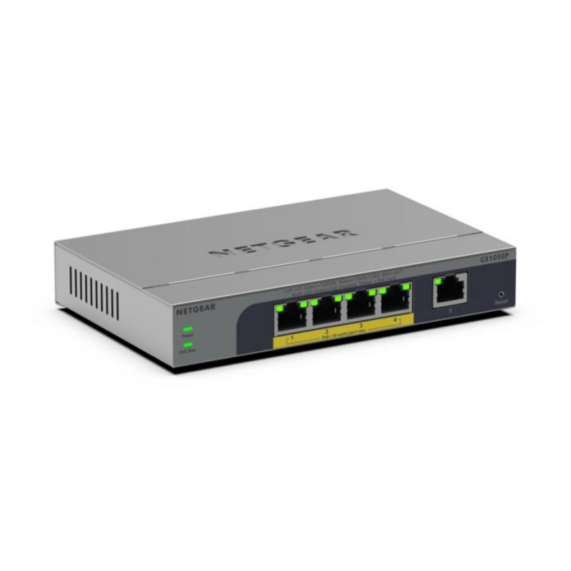 NETGEAR GS105EP Unmanaged Gigabit Ethernet (10/100/1000) Power over Ethernet (PoE) Grey