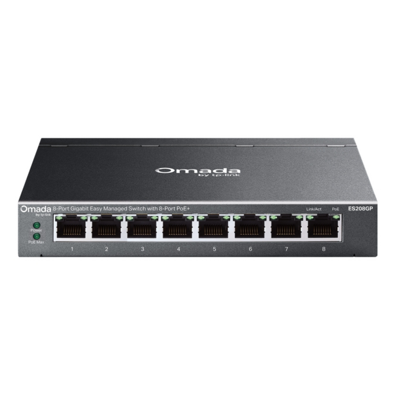 TP-Link Omada ES208GP network switch Managed L2 Gigabit Ethernet (10/100/1000) Power over Ethernet (PoE) DIN rail Black