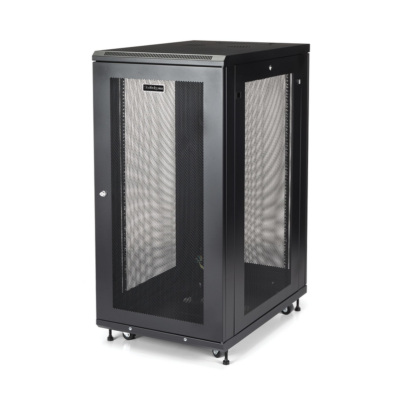 StarTech.com 4-Post 24U Server Rack Cabinet, Lockable 19" Data Rack Cabinet for Computer / AV / IT Equipment, Office / Home Netw