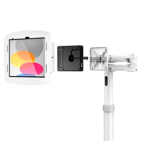 Compulocks iPad Pro 12.9" (3-6th Gen) Space Enclosure Medical Rolling Cart Extended Plus Hub White