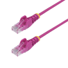 StarTech.com 2.5m Pink Slim CAT6 Ethernet Cable, Snagless, 100W PoE, UTP, LSZH, 28AWG Pure Bare Copper Wire, Slim RJ45 Network P