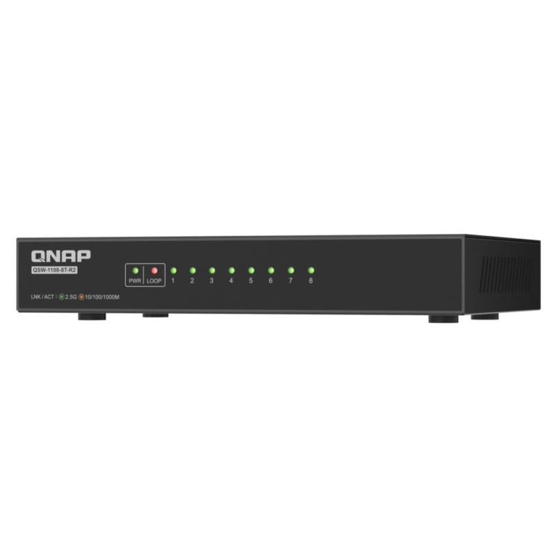 QNAP QSW-1108-8T-R2 network switch Unmanaged 2.5G Ethernet (100/1000/2500) Desktop Black