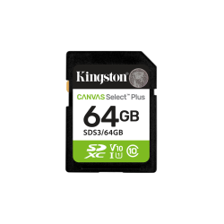 Kingston Technology 64GB SDXC Canvas Select Plus Gen3 100MB/s C10 UHS-I U1 V10