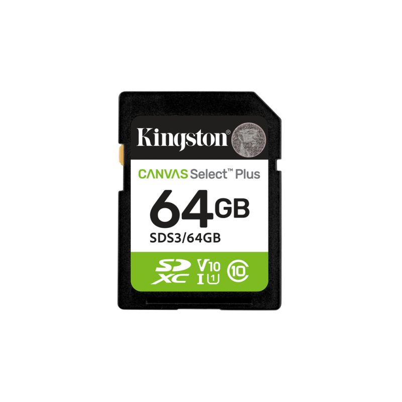Kingston Technology 64GB SDXC Canvas Select Plus Gen3 100MB/s C10 UHS-I U1 V10