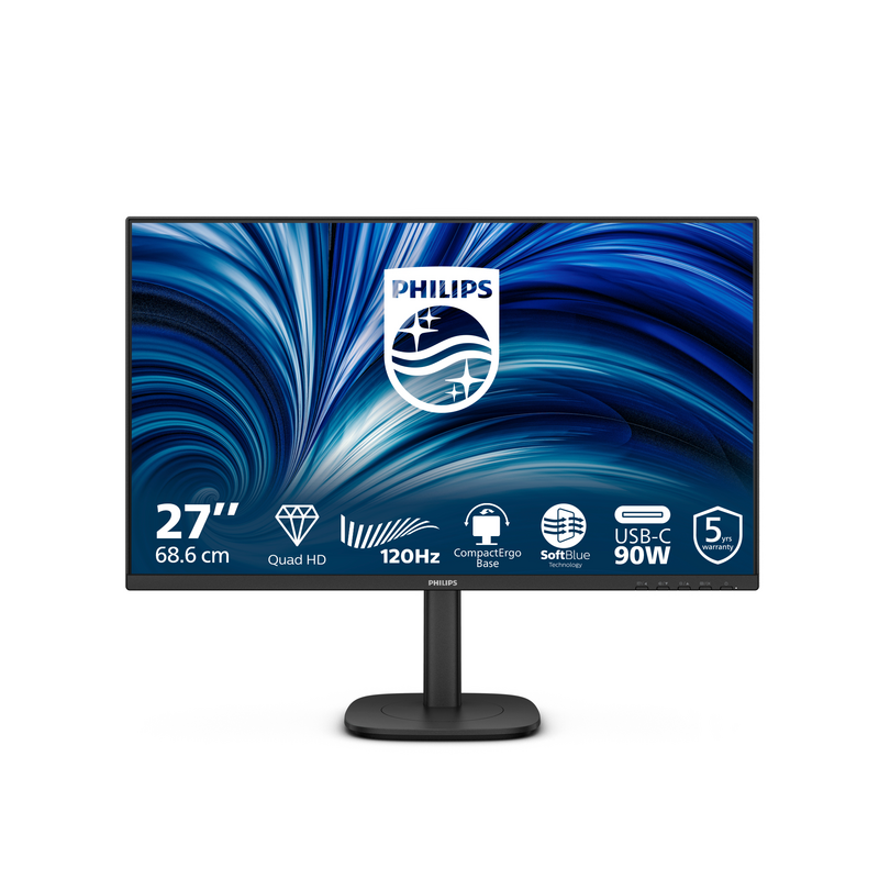 Philips 3000 series 27B2U3601/00 computer monitor 68.6 cm (27") 2560 x 1440 pixels Quad HD LCD Black
