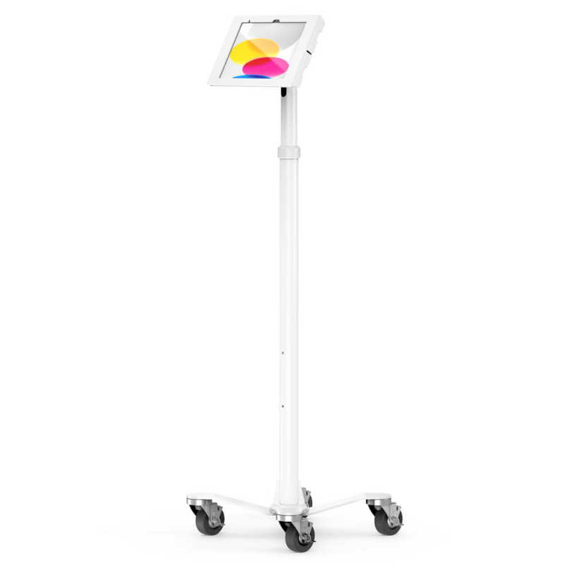 Compulocks iPad 10th-11th (A16) Gen, Apex Enclosure Medical Rolling Cart - White
