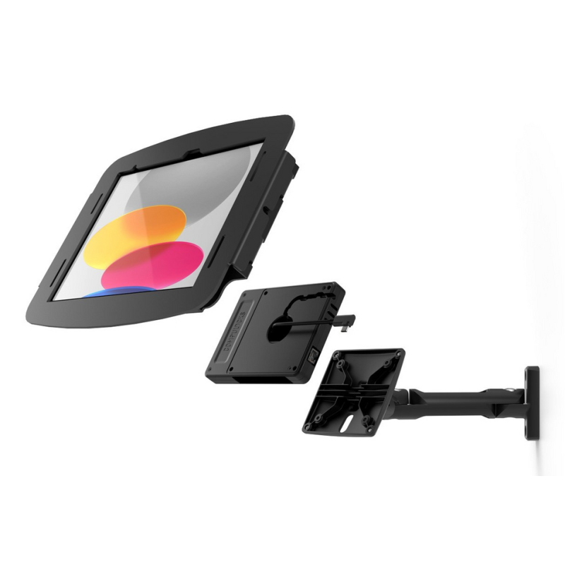 Compulocks iPad Pro 12.9" (3-6th Gen) Space Enclosure Swing Wall Mount Plus Hub Black