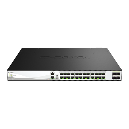 D-Link 28-Port 10G Multi-Gigabit Layer 3 Stackable PoE++ Managed Switch with 25G Uplinks