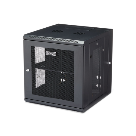 StarTech.com 4-Post 12U Wall Mount Network Cabinet with 1U Shelf, 19" Hinged Wall-Mounted Server Rack for Data / AV / Electronic