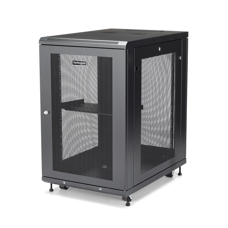 StarTech.com 4-Post 18U Server Rack Cabinet, Lockable 19" Data Rack Cabinet for Computer / AV / IT Equipment, Office / Home Netw