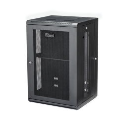 StarTech.com 4-Post 18U Wall Mount Network Cabinet with 1U Shelf, 19" Hinged Wall-Mounted Server Rack for Data / AV / Electronic