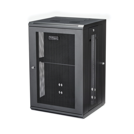 StarTech.com 4-Post 18U Wall Mount Network Cabinet with 1U Shelf, 19" Hinged Wall-Mounted Server Rack for Data / AV / Electronic