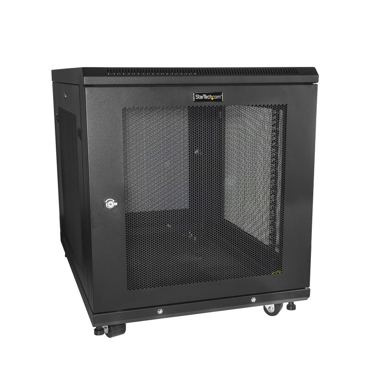 StarTech.com 4-Post 12U Server Rack Cabinet, Lockable 19" Data Rack Cabinet for Computer / AV / IT Equipment, Office / Home Netw