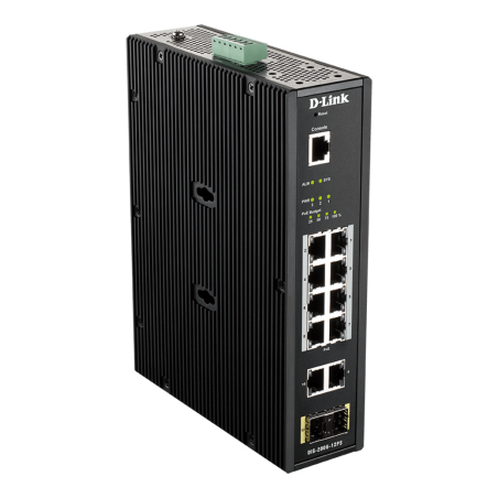 D-Link 12-Port L2 Industrial Smart Managed Switch with 10 x 1GBaseT(X) (8 PoE 240W) & 2 x SFP
