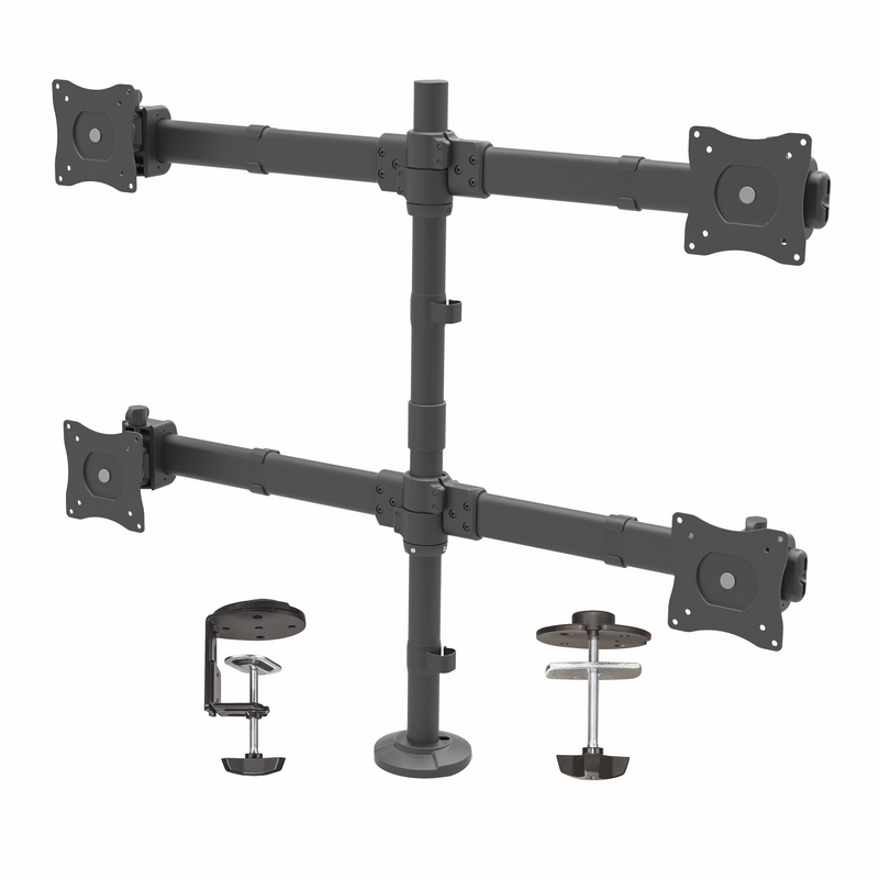 StarTech.com Desk Mount Quad Monitor Arm - Ergonomic VESA 4 Monitor Mount 2x2 up to 27" - Articulating & Height Adjustable Pole 