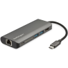 StarTech.com USB C Multiport Adapter - USB-C Travel Dock to 4K HDMI, 3x USB 3.0 Hub, SD/SDHC, GbE, 60W PD 3.0 Pass-Through - USB