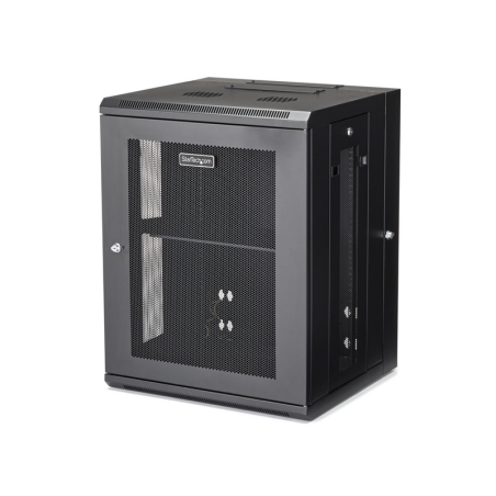 StarTech.com 4-Post 15U Wall Mount Network Cabinet with 1U Shelf, 19" Hinged Wall-Mounted Server Rack for Data / AV / Electronic