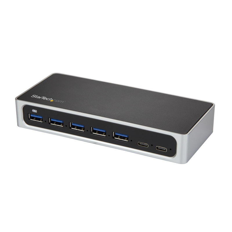 StarTech.com 7 Port USB C Hub with Fast Charge Port - USB-C to 5x USB-A 2x USB-C (USB 3.0 SuperSpeed 5Gbps) - Self Powered USB 3