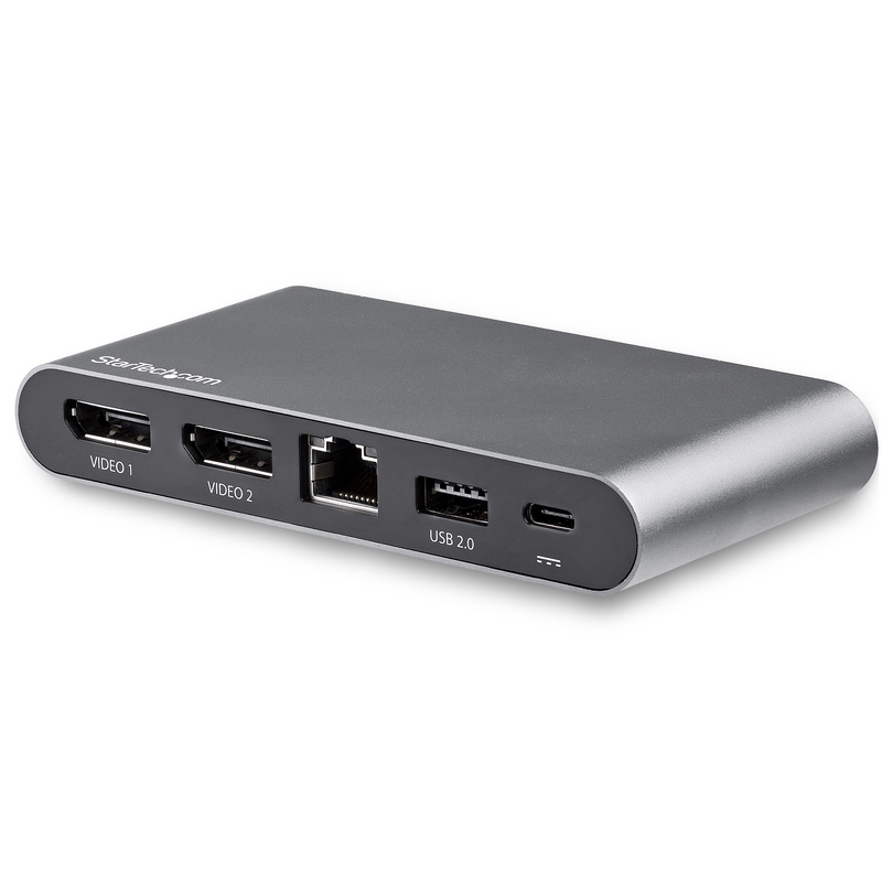StarTech.com USB C Dock - 4K Dual Monitor DisplayPort - Mini Laptop Docking Station - 100W Power Delivery Passthrough - GbE, 2-P